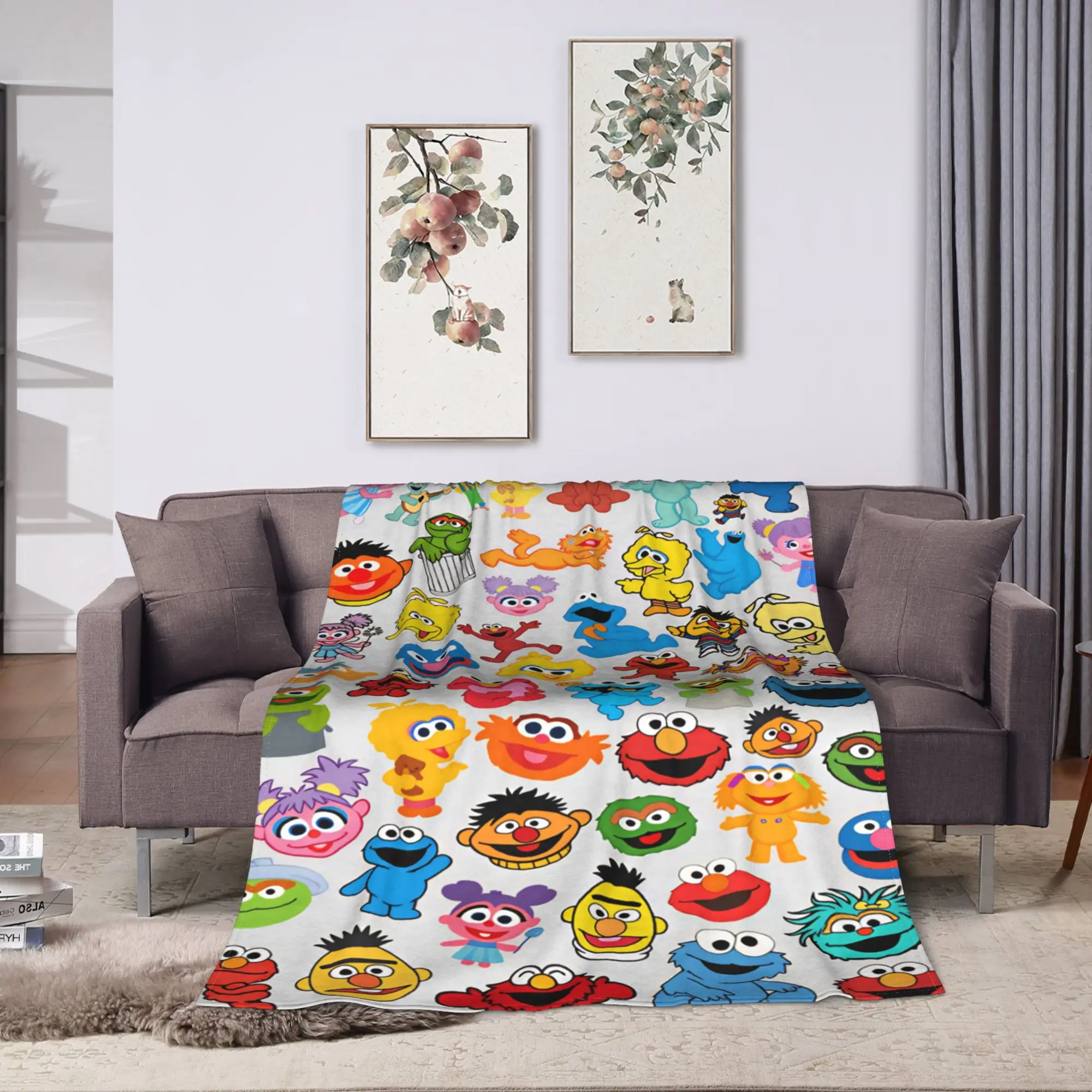 Cookie Monster Elmo Soft Warm Blanket  Airplane Travel Plush Bedding Throws Fluffy Living Room Flannel Bedspread Sofa Bed Cover