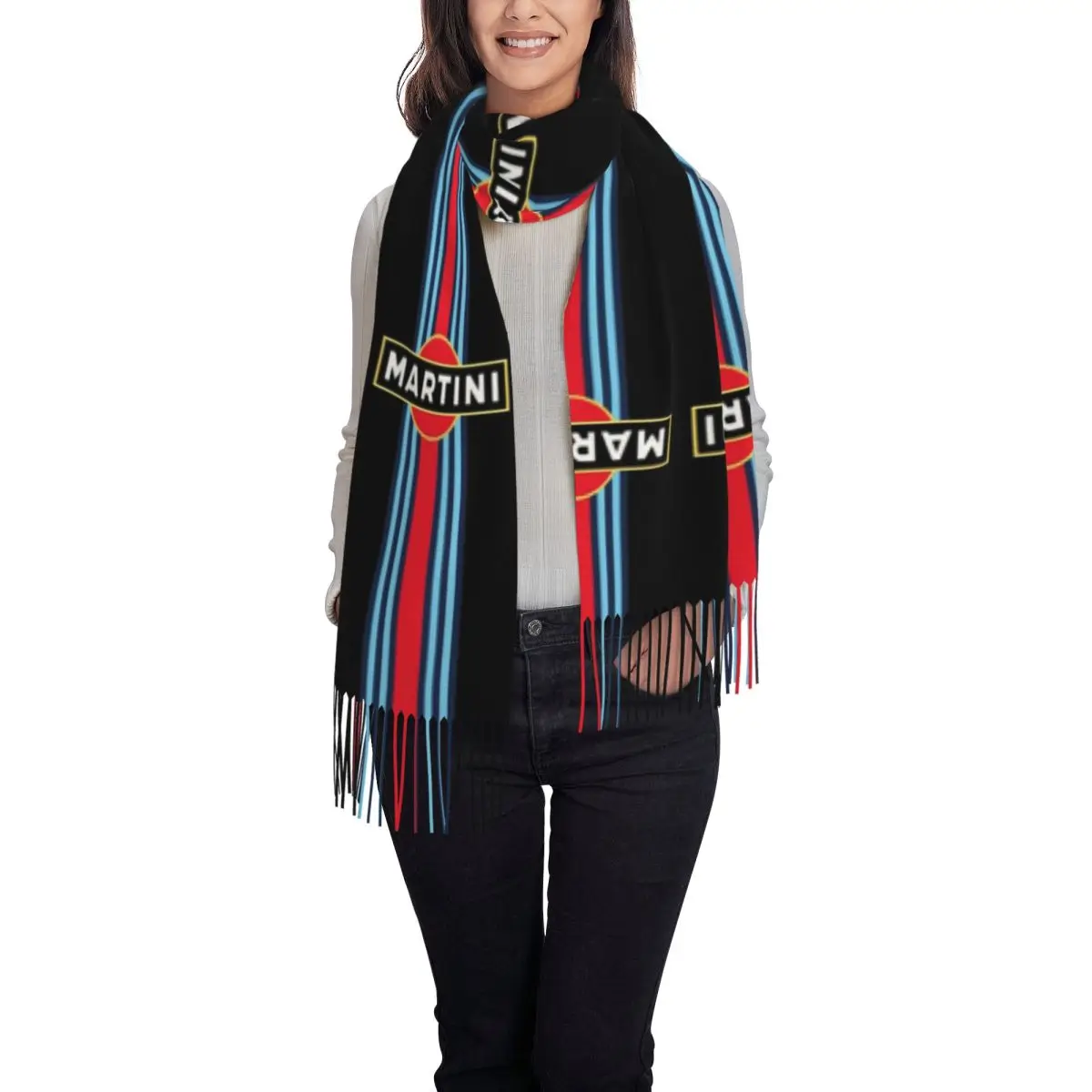 Martinis Race Sportscar Motor Racing Scarf Tassel Scarves for Women Soft Warm Shawls and Wraps Large Fall Winter Shawl Wrap