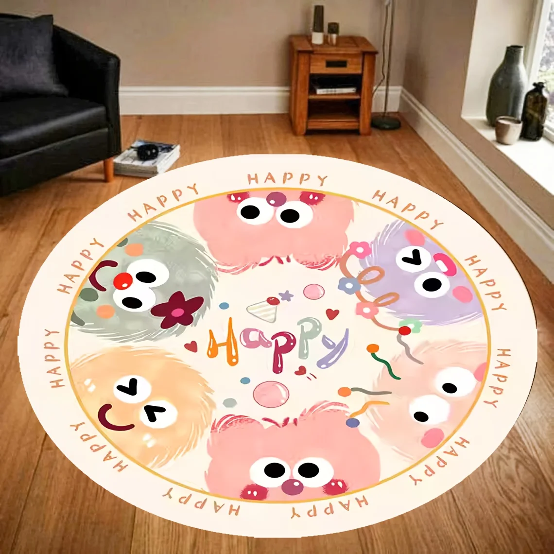 Vintage Cute Cartoon Graphic Floor Carpet Durable Entrance Rug For Coffee Shop Office Supermarket Store Entryway