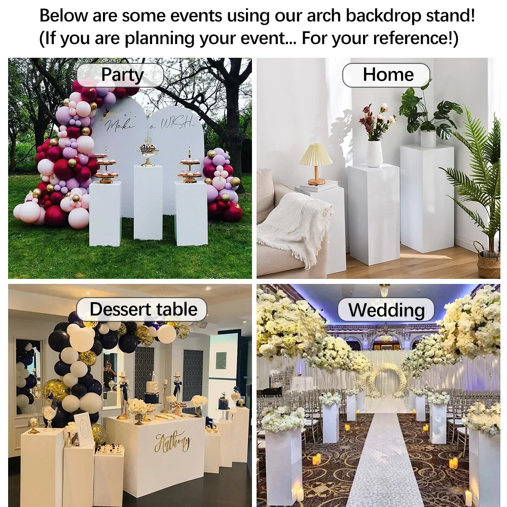 

3PCs Metal Cake Stand for Party White Display Pedestal Stands Pillars for Wedding Sculpture Display Stand Column Decor