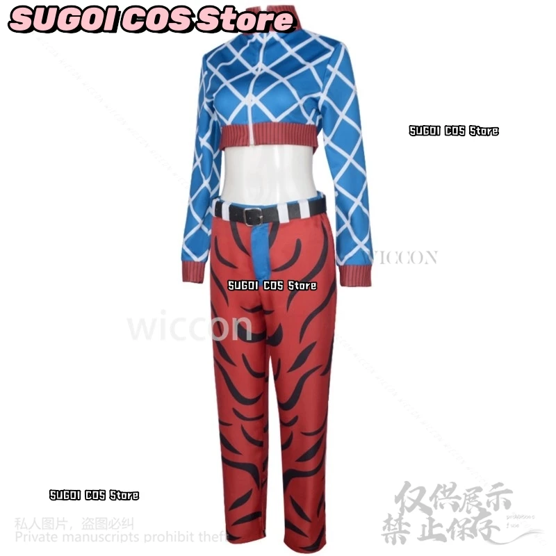 زي أنيمي جو التأثيري غيدو ميستا قميص مردف مثير دعائم الفهد قبعة مسدسات الجنس زي الرياح الذهبية