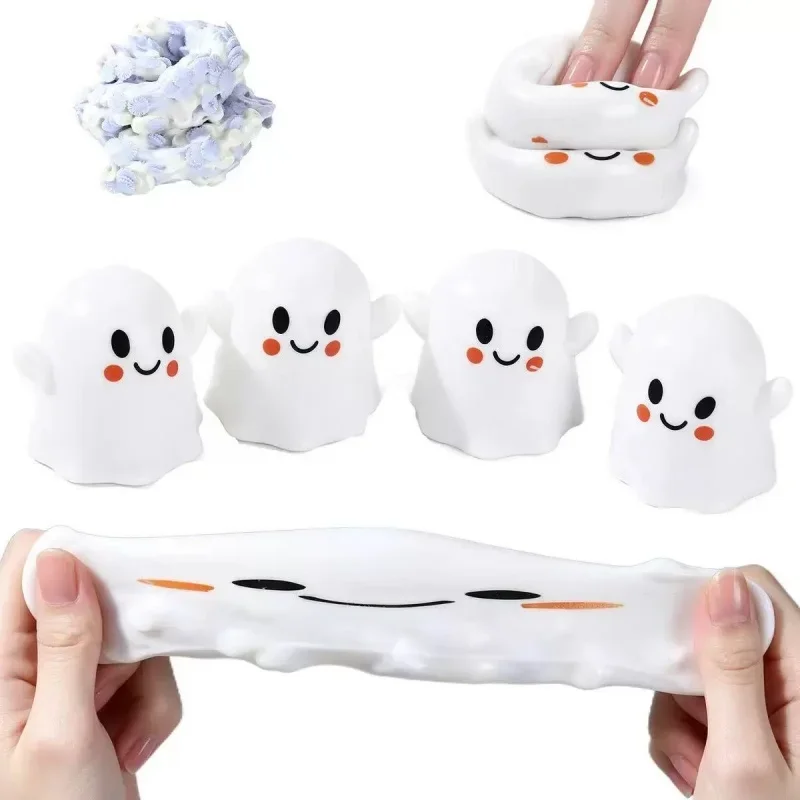 Squishy Halloween Ghost Apple Stress Ball Shapeable Squeeze Non Rebound Anti-stress Sensory Fidget Toys Adults Relaxing Gifts