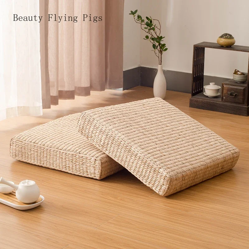 

Pastoral wind straw Japanese meditation cushion tatami mat rattan futon sofa cushion home decoration cushion meditation yoga mat