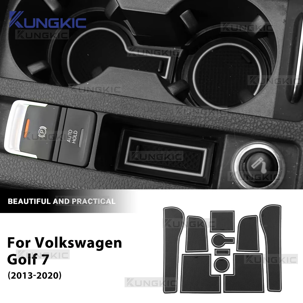 Silicone For Volkswagen VW Golf 7 7.5 MK7 MK7.5 2013 2014 2015 2016-2020 Car Non-Slip Door Groove Mats Gate Slot Cup Pad Mat