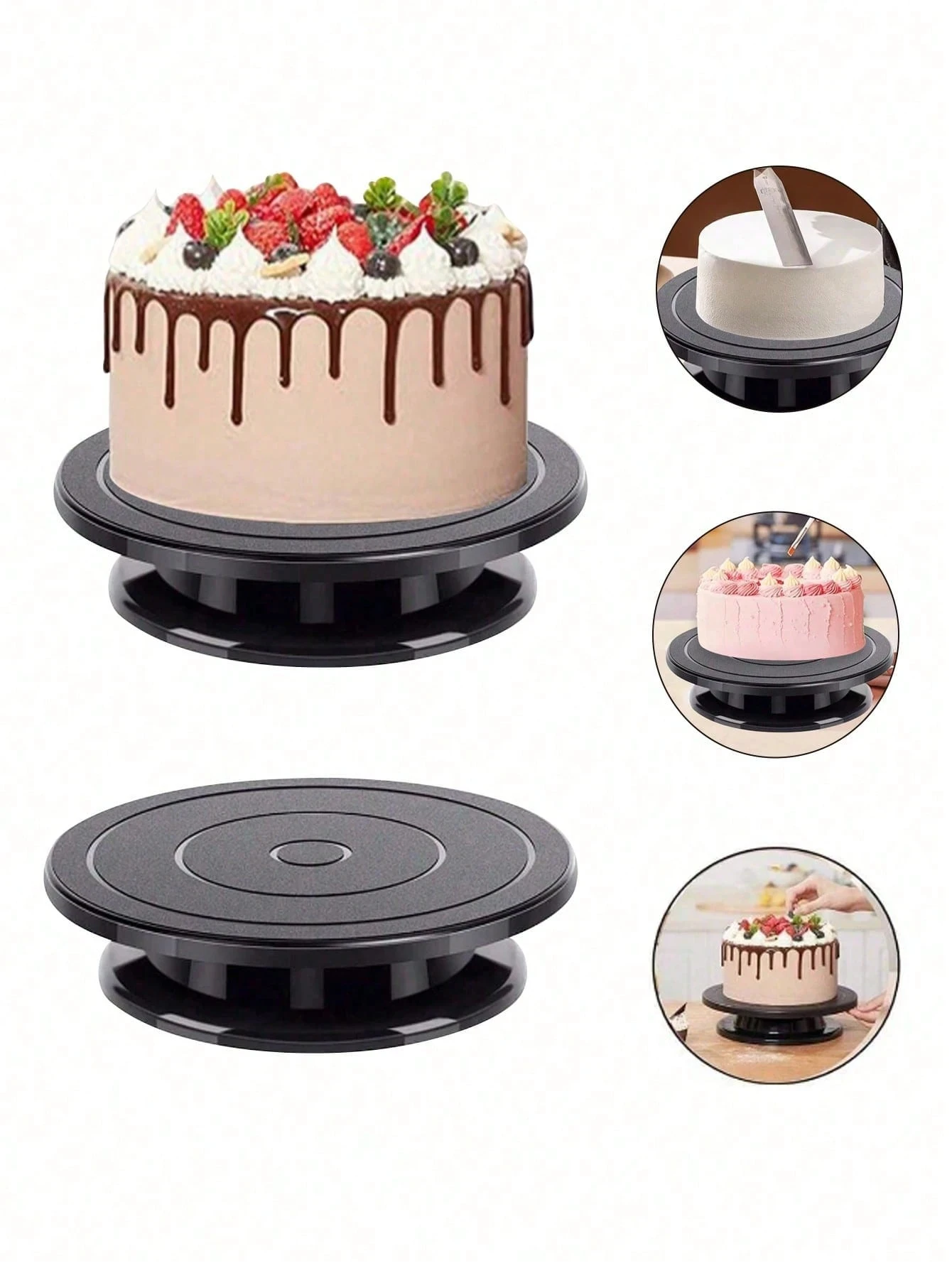 360-Grad-Drehbare Kuchenplatte - Langlebiges Backwerkzeug mit Stabiler Rotation | Unverzichtbares Backwerkzeug für Kuchen, Cupcakes und Gebäck, Ideal für Hausbacken und Partydekorationen, Kuchendekorationszubehör und Dekorative Kuchenständer – Detail 6