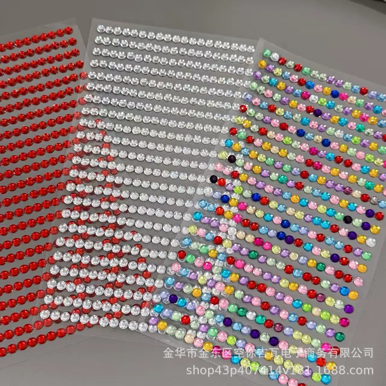 Silver Rhinestone Chain Stickers Self Adhesive Long Strip Gems for DIY Support Sign Decoration Colorful Trim Bulk