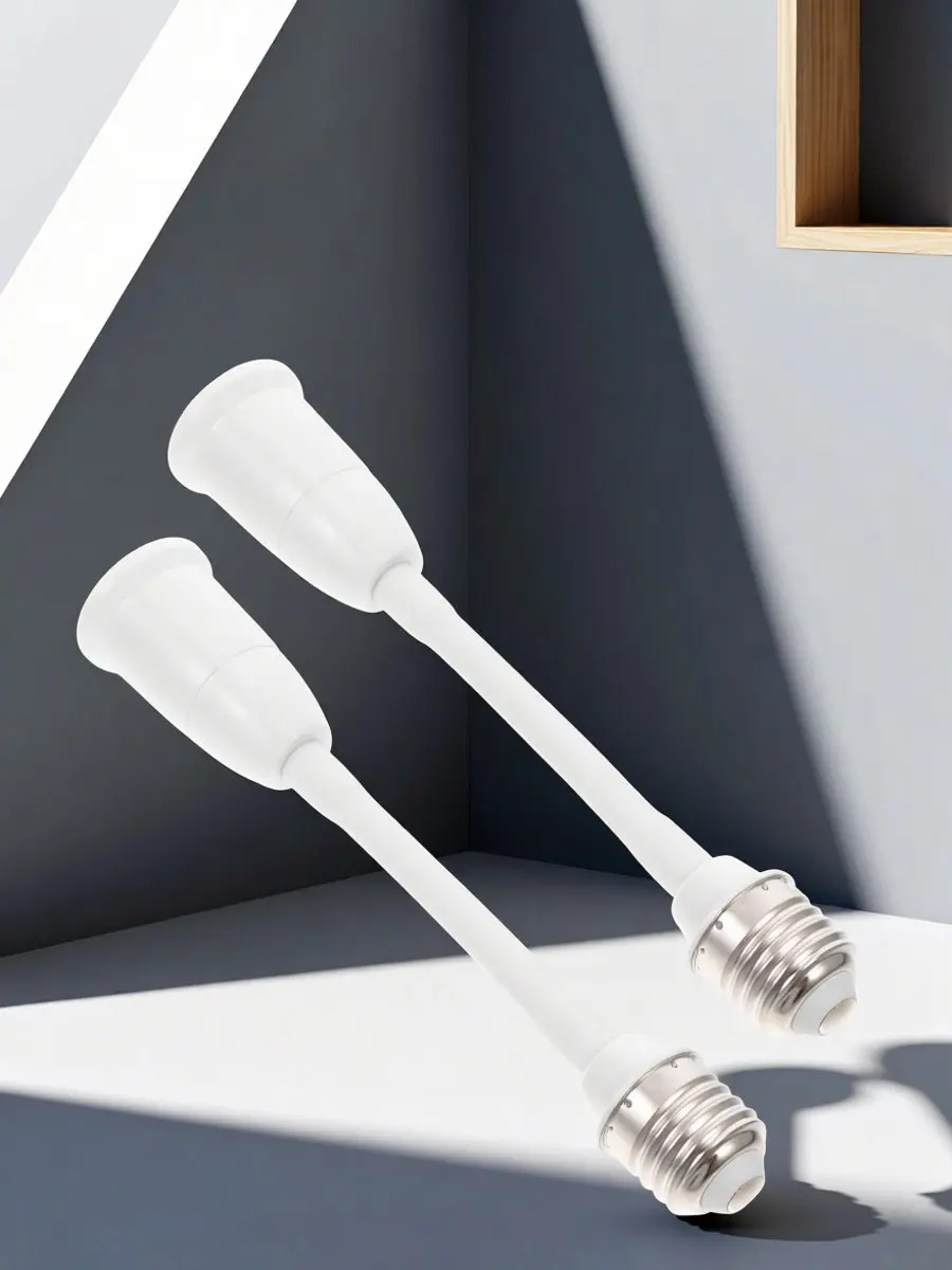 2Pcs E27 Socket Extension Adapter Flexible Gooseneck Light Bulb Extender Compatible with LED Incandescent Lamps Home Office