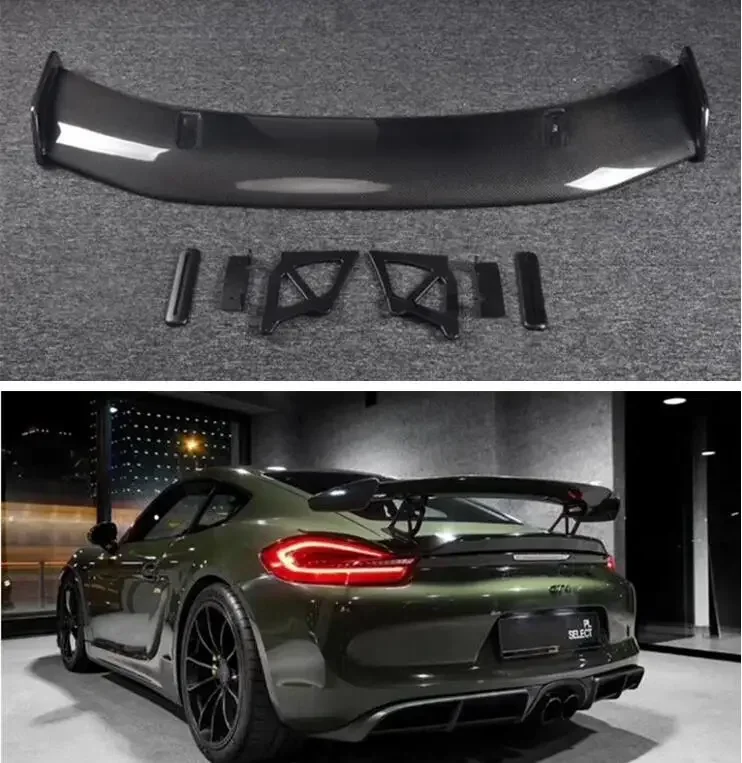 CARBON FIBER REAR WING TRUNK LIP TAIL SPOILER FOR Porsche 718 987 997 998 981 911 GT GT4 STYLE