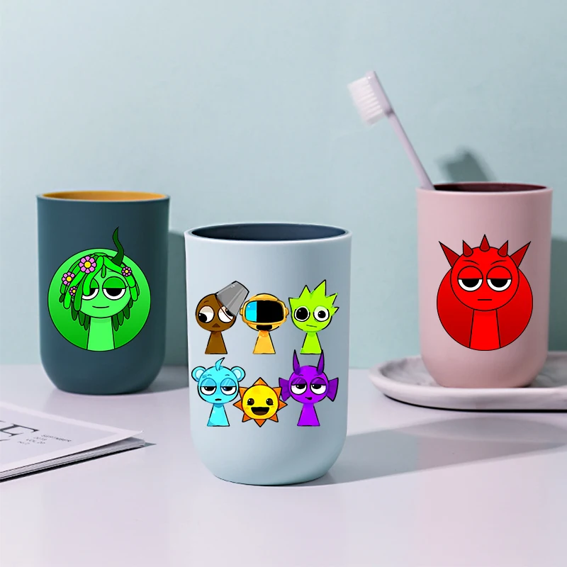 Sprunkis الإبداعية غسول الفم كوب الأطفال الكرتون أنيمي المنزل فرشاة الأسنان أكواب Kawaii كوب عصير الحليب زوجين الزجاج هدية عيد ميلاد #2