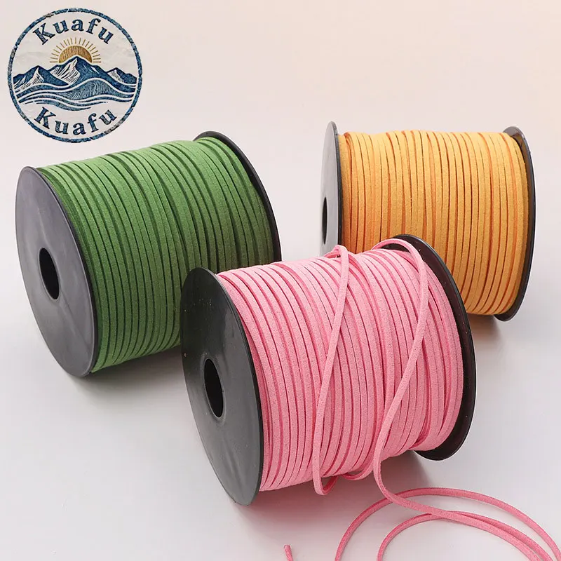 1-90Meters Flat Faux Suede Braided Cord 2.5mm Velvet Leather Rope For DIY Handmade Thread String Jewelry Making Supplies