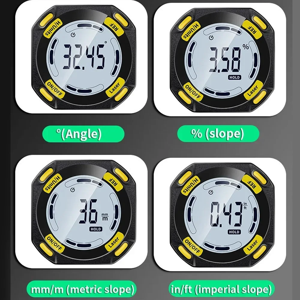 Laser Digital Protractor Level Box Angle meter Measuring Tools Inclinometer Laser  Horizontal Vertical Laser Type-C Charging