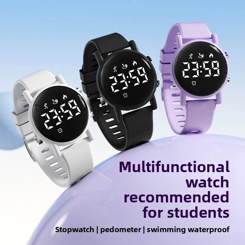 Kids LED Digital Watch Magnetic Charging Vibration Alarm Smart Watch Teens Fitness Step Counter Waterproof Sports Wristband