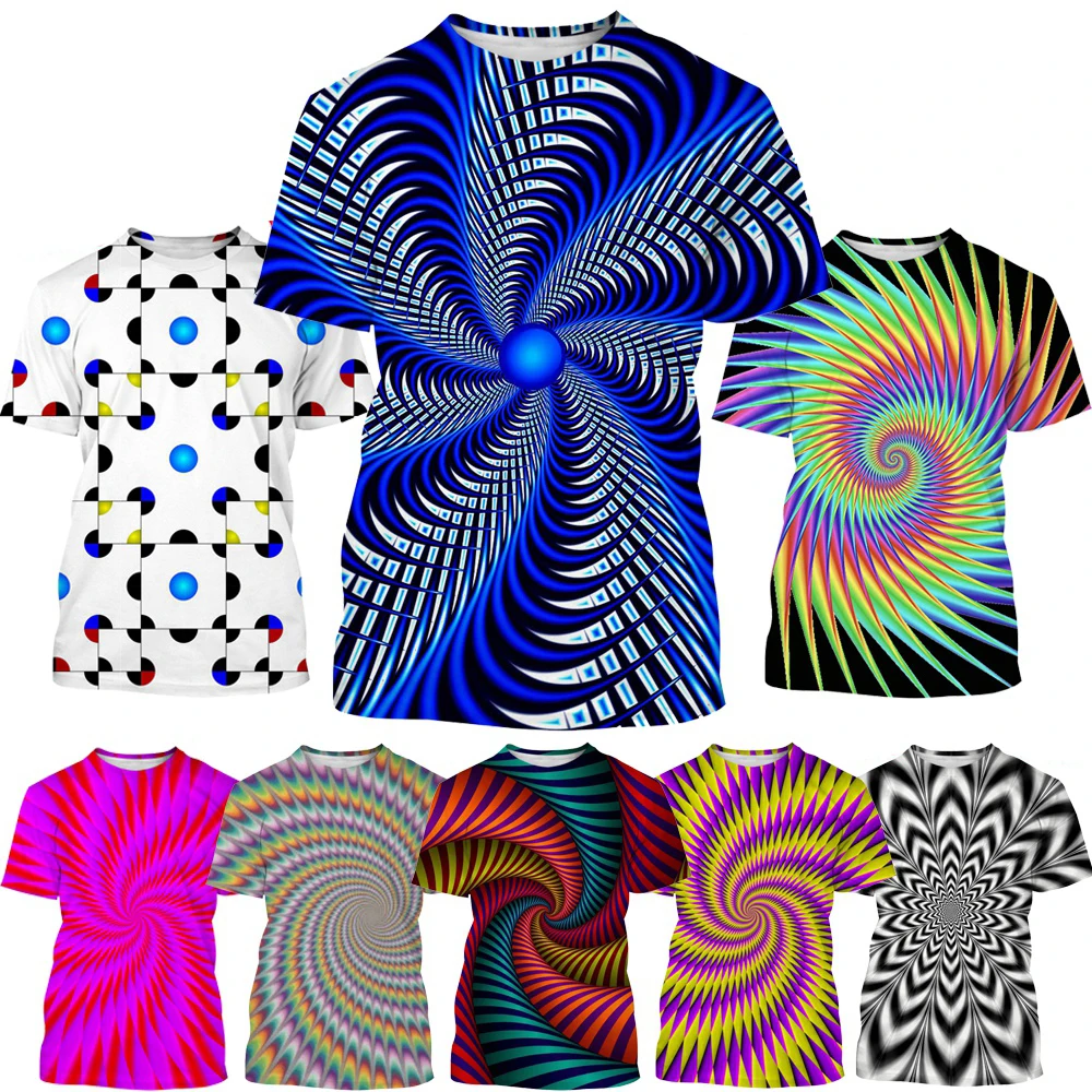 Camiseta Vertigo hipnótica vórtice para hombre, camiseta divertida con estampado 3D, sudadera fresca de verano, nuevo diseño