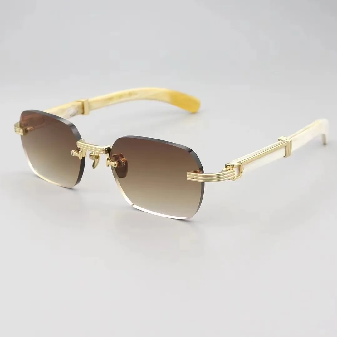 

ADELAMA French fashion brand cow horn pure titanium sunglasses with high-quality free shipping