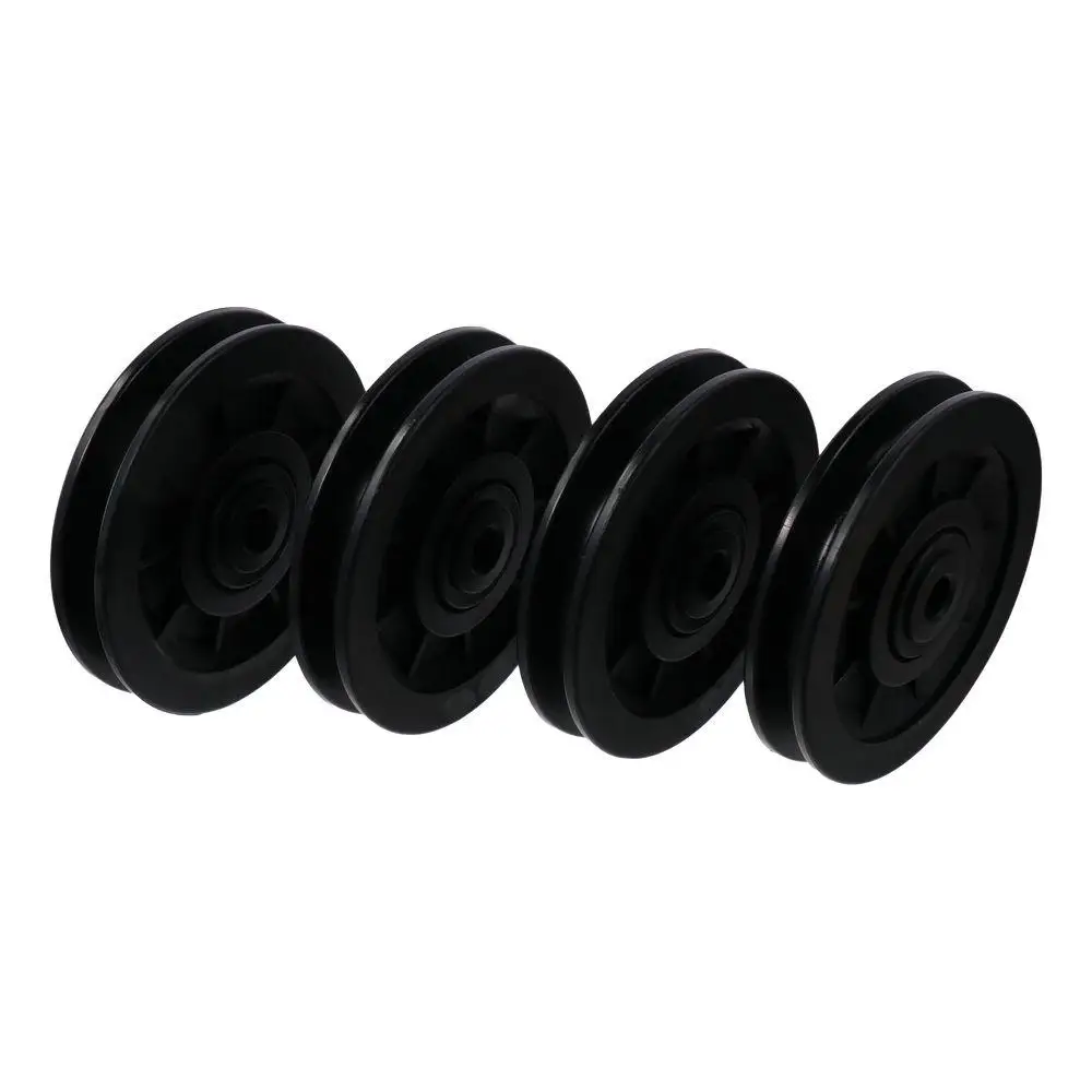 Plastic Bearing Pulley Sturdy Double Sealed Black Wheel Cable Sheave Pulley Gym Equipment