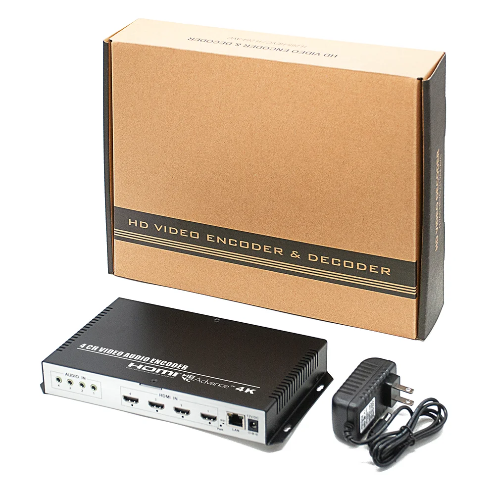 4 قنوات HDMI إلى IP جهاز تشفير الفيديو 4K30 HD H265 HEVC H264 جهاز تشفير البث المباشر مع SRT/RTMP/RTMPS/HTTP
