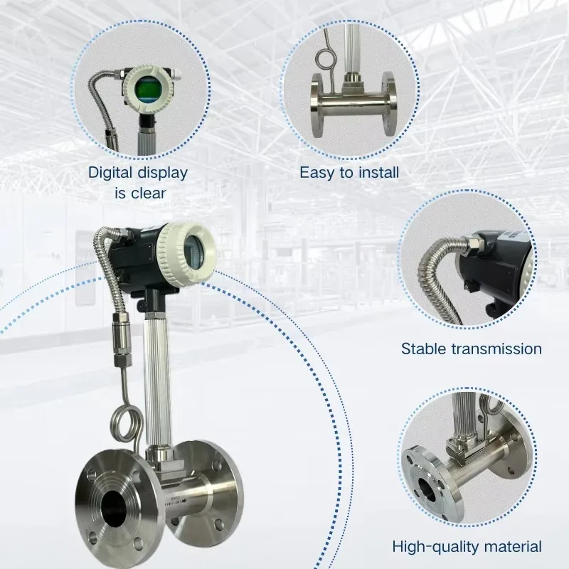 Vortex Flow Meter High Precision Stainless Steel OEM For Compressed Air Gas Liquid Industrial Measurement IP65/IP67 Protection