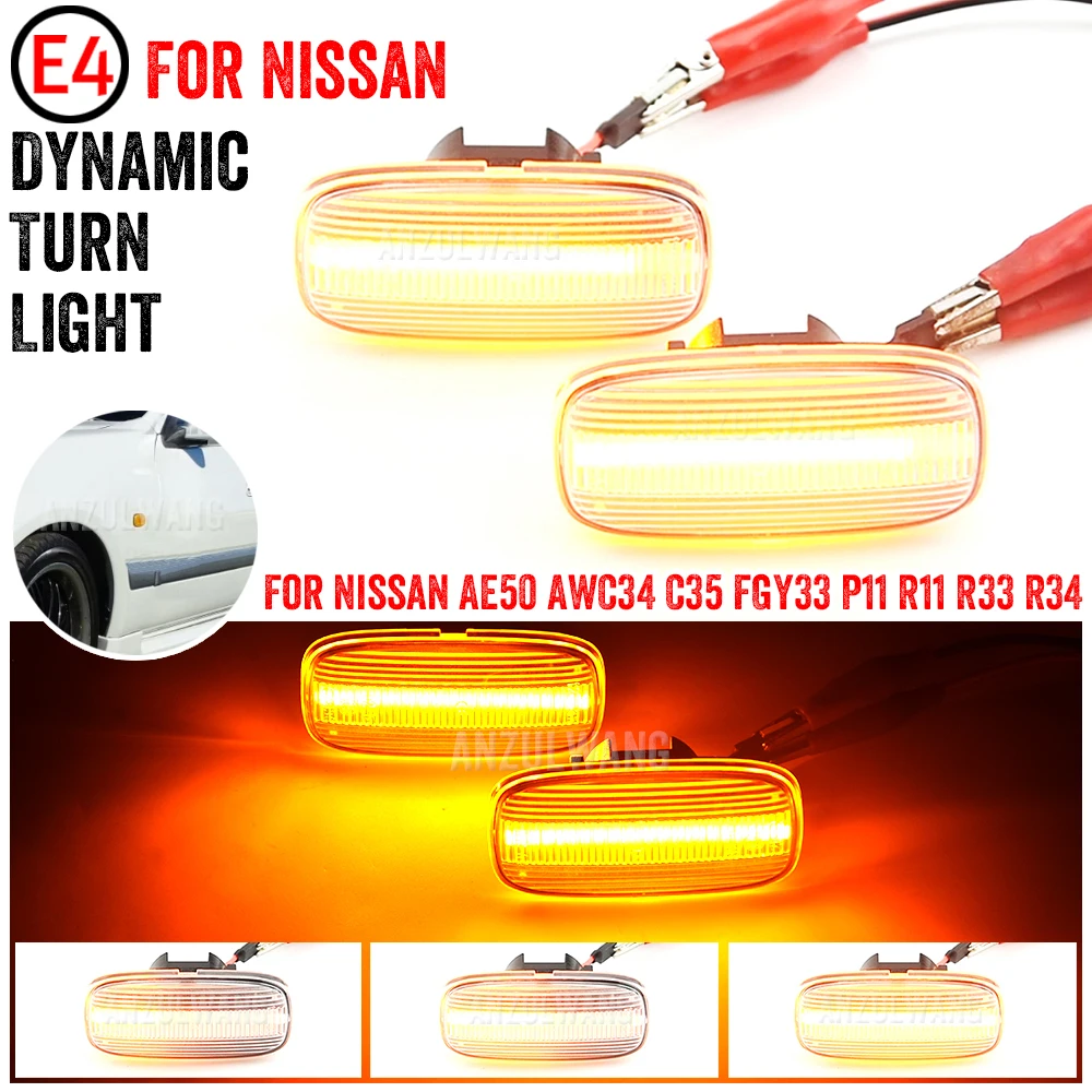

For Nissan AE50 ambulance AWC34 STAGEA FGY33 CIMA P11 P11E R11 Presea 2Pcs LED Dynamic Side Marker Light Turn Signal Light