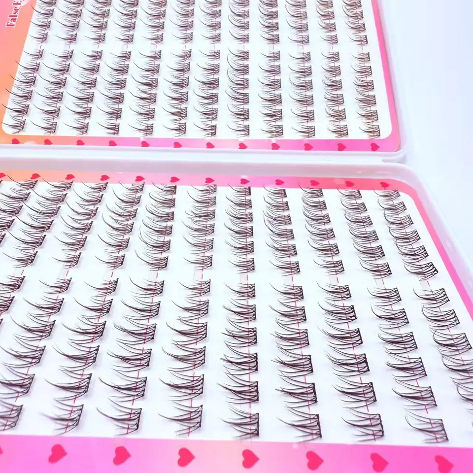Set de extensión de pestañas individuales sin pegamento, 288 racimos en 24 filas, con pinzas, para maquillaje diario y fiestas 2