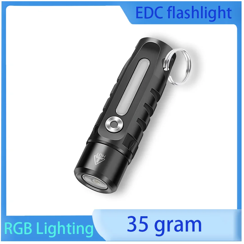 

Портативный EDC Фонарь Ультралегкий 35г Алюминий, Боковая RGB Подсветка Зарядка Type-C, Мини Фонарь IPX6 Водонепроницаемый для Походов Кемпинга Аварийного Снаряжения
