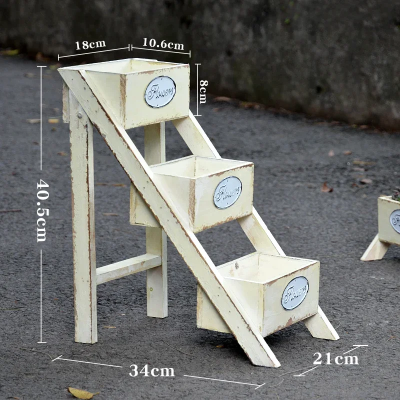 Succulent Basin for Indoor Gardening, Mini Flower Rack, Solid Wood, Old Plant Shelves, Multi-layer Staircase, Indoor Gardening