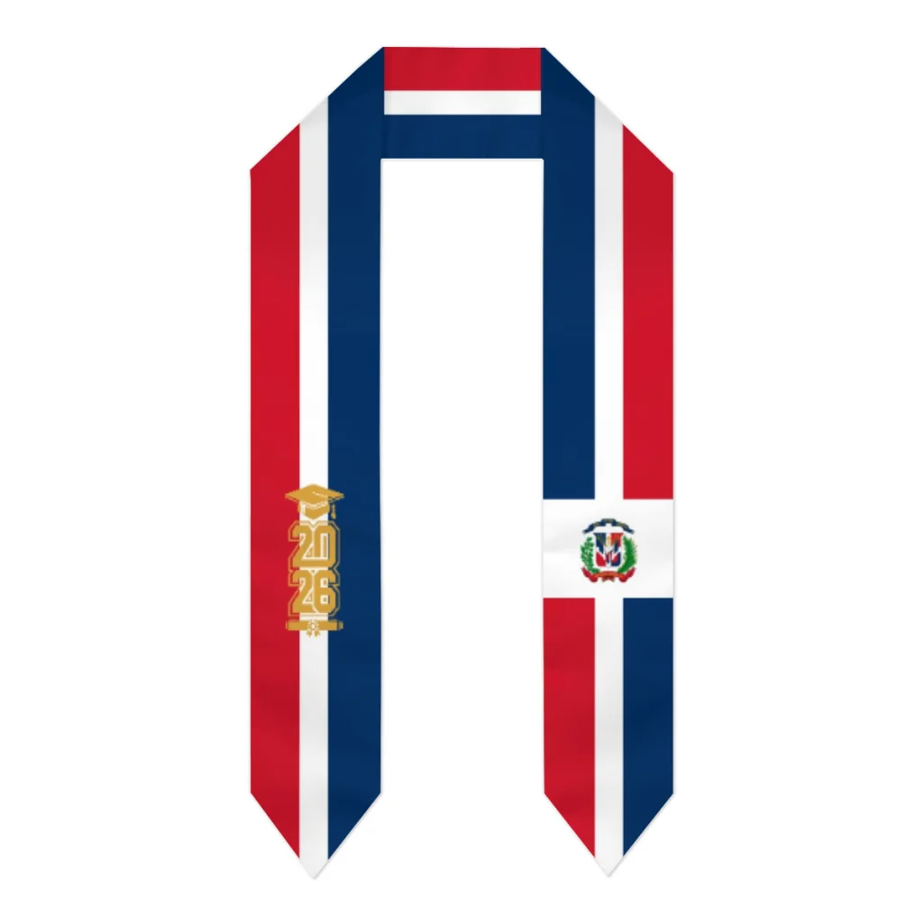 

Class of 2026 Dominican Republic Flag Scarf Graduation Sash Stole International Study Abroad Adult Unisex Party Accessory Print