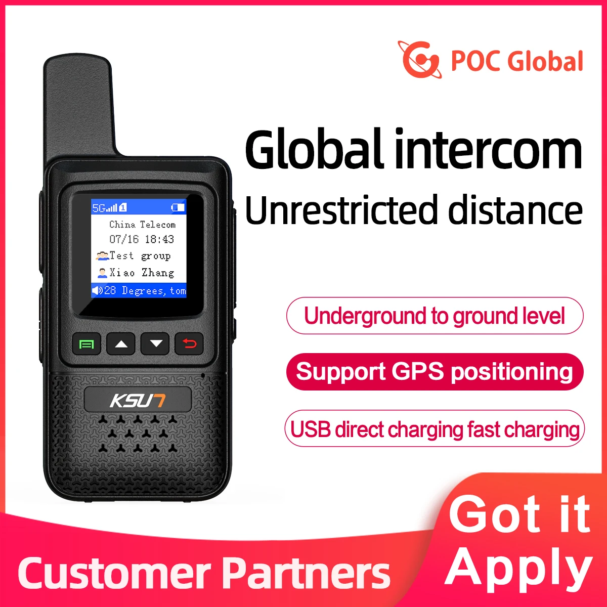 KSUT POC Global Radio Walkie Talkie Long Range 5000KM Communication Two Way Radios 4G Intercom