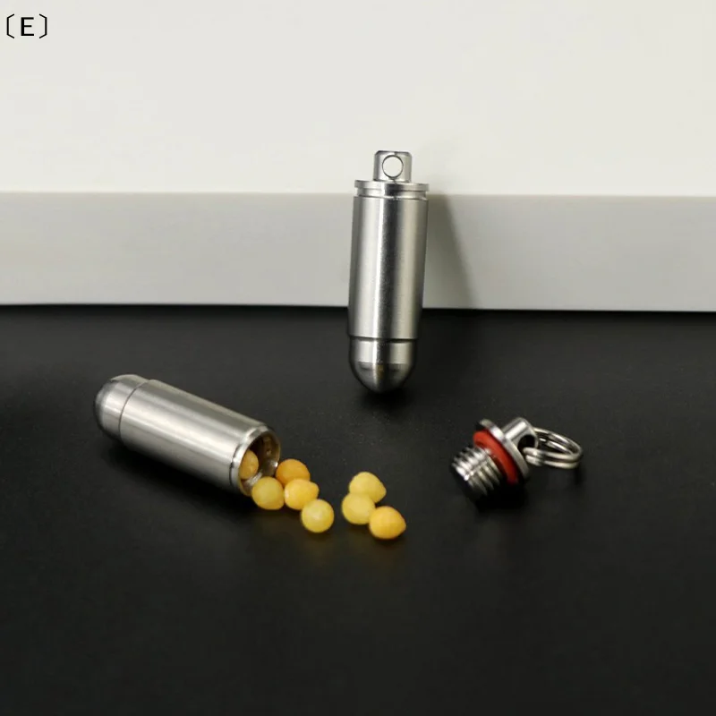 〔E〕Titanium Alloy Waterproof Pill Box Portable Sealed Pill Storage Bottle First Aid Medicine Container With Keychain Pendant - view 2