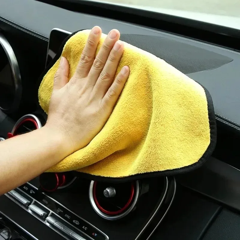 1-12PCS Microfiber Cleaning Towels Car Cleaning Detailing Drying Cloths Thickened Window Glass Washing Towel Auto Wash Supplies