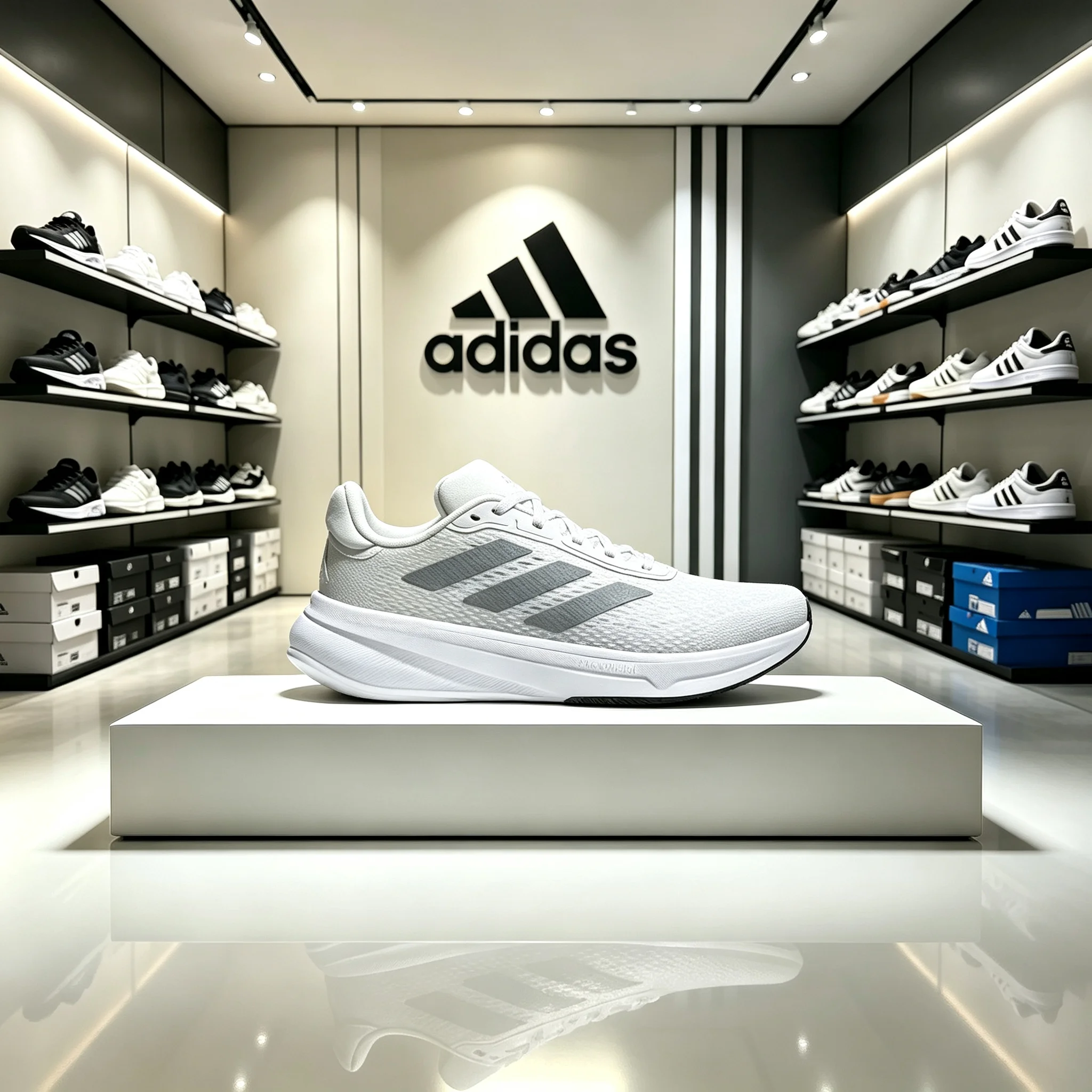 Adidas Response Runner Versatile Comfortable Non-Slip Durable Low-Top Running Shoes for Women, Light Silver JI4641