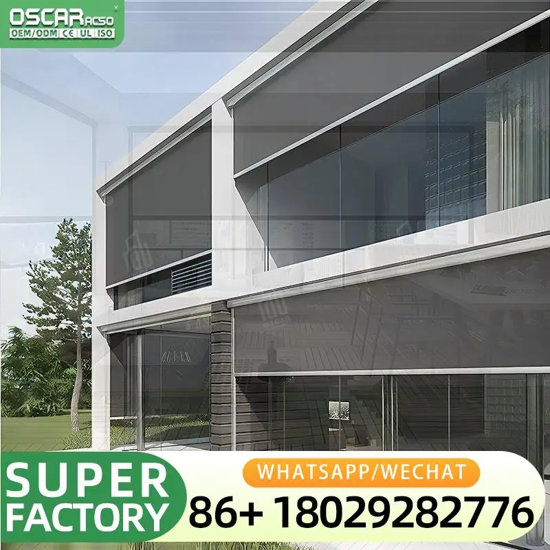 Outdoor Electric Retractable Pergola Roof System with LED Lighting Patio Garden Backyard Use Rolling Blind