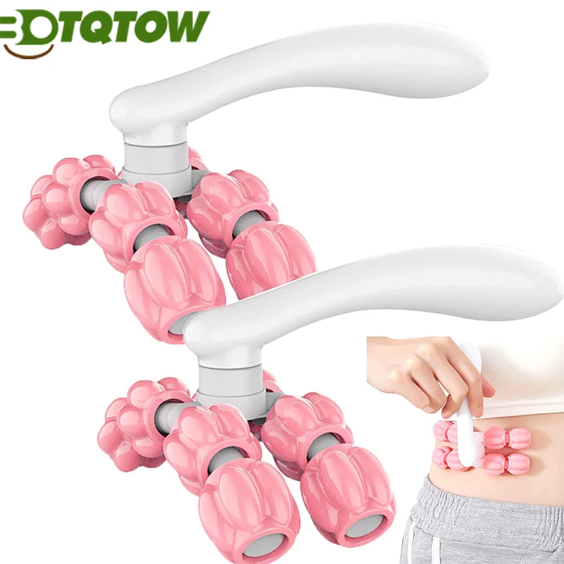 2PCS Hand Held Massager Massager Roller for Hand Muscle Back Neck Foot Shoulder Leg Pain Relief Massage Tool Pink