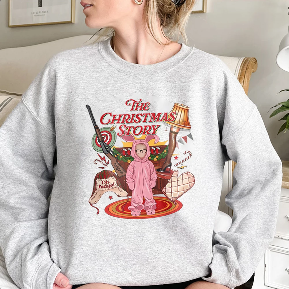 Lustiges Weihnachtsfilm-Sweatshirt, Beinlampe, Weihnachtspullover, The Christmas Story, Pullover, Winterkleidung, Damen-Weihnachts-Sweatshirts