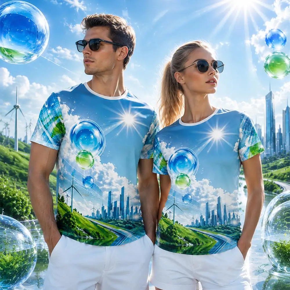 2026 Frutiger Aero 3D Print Men's T-Shirt Futuristic Nature Graphic Short-Sleeve Tee Y2K Streetwear Casual Summer Crew Neck Top