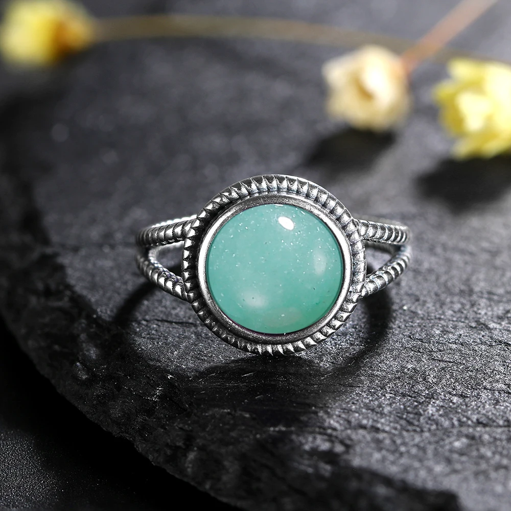 Unisex 10mm Natural Labradorite Ring in 925 Silver
