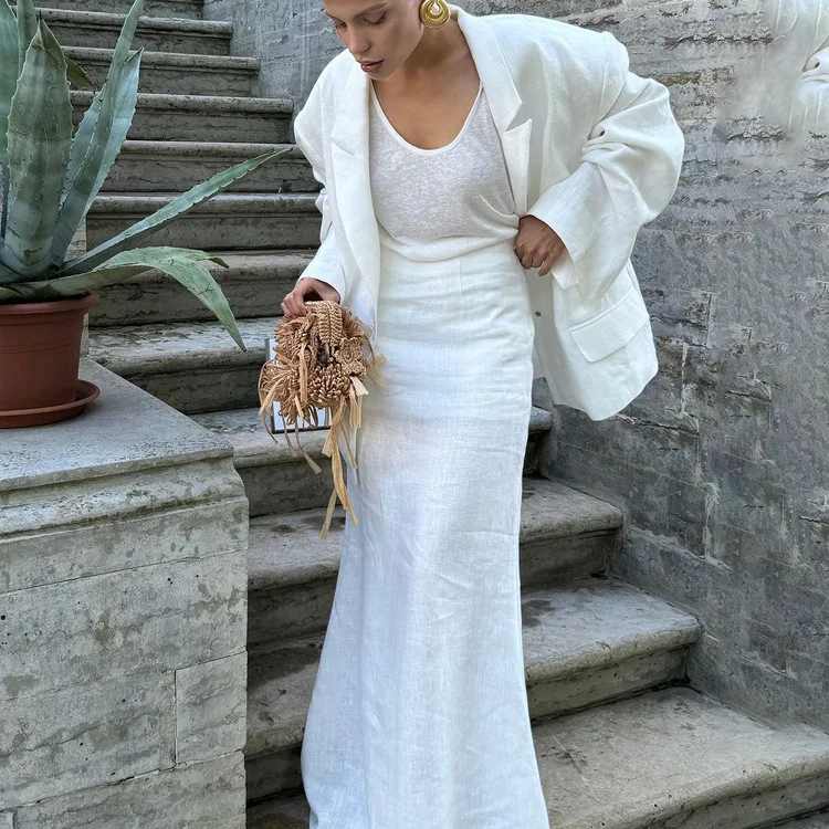 

Autumnal High Waist Skirt And Long Sve Suit Jaet Two Piece Set for Women Commute Sle Faionable Ladies Ensemble