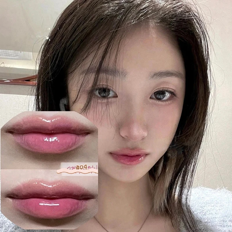 Brillo de labios con espejo, brillo de labios de larga duración, resistente al agua, hidratante, esmalte de labios de gelatina, no pegajoso, ligero, de alto pigmento para estudiantes