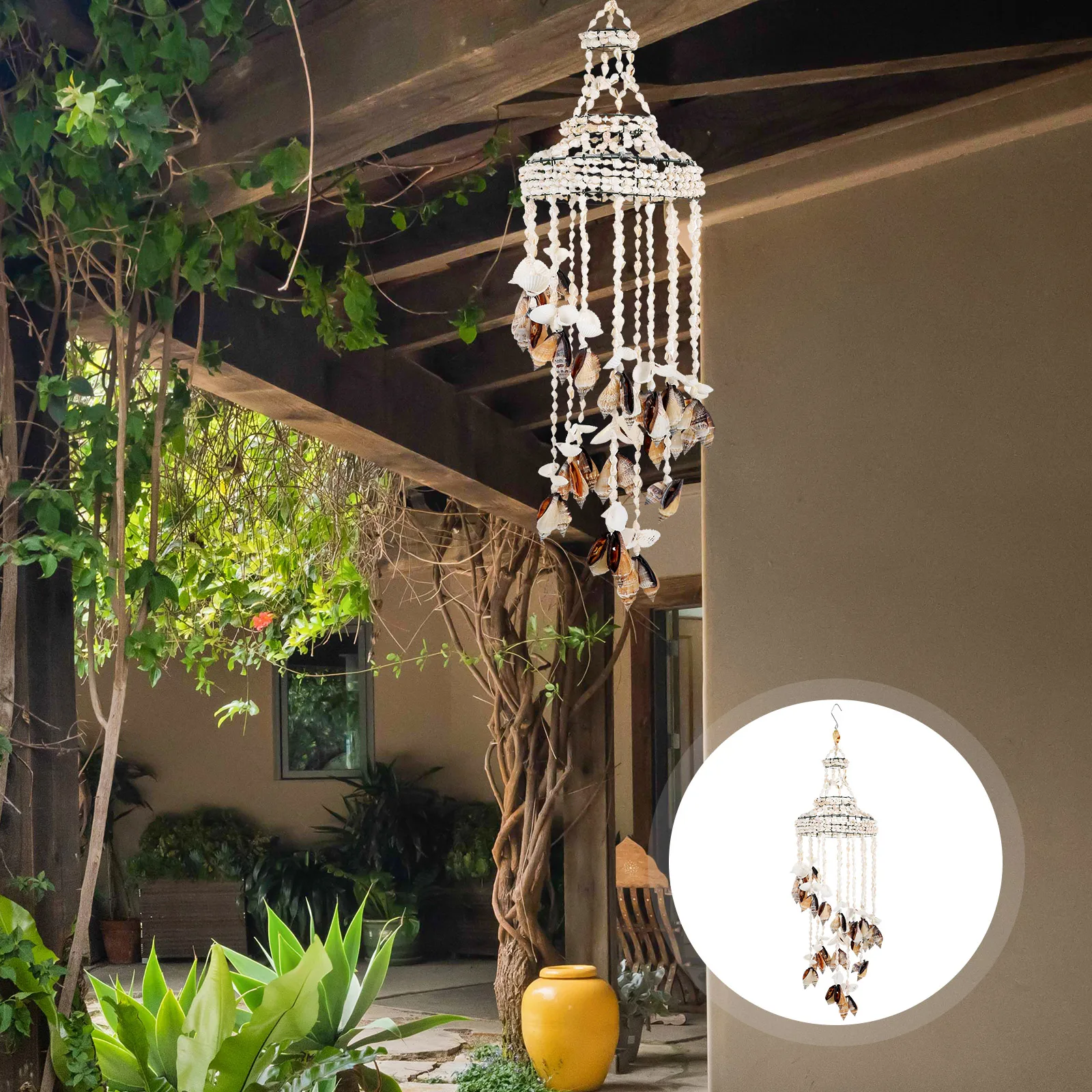 Shell Wind Chime Conch Home Boho Chimes Garden Indoor Musical Instrument Sea Shell Wall Decoration Hanging Ornaments Wind Bell