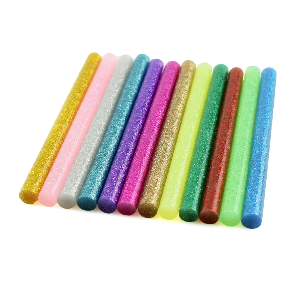

60Pcs Glitter Hot Glue Sticks Adhesive for DIY Art Crafts Paper Plastic Wood Ceramic Repairs Flexible Fast Melting 12