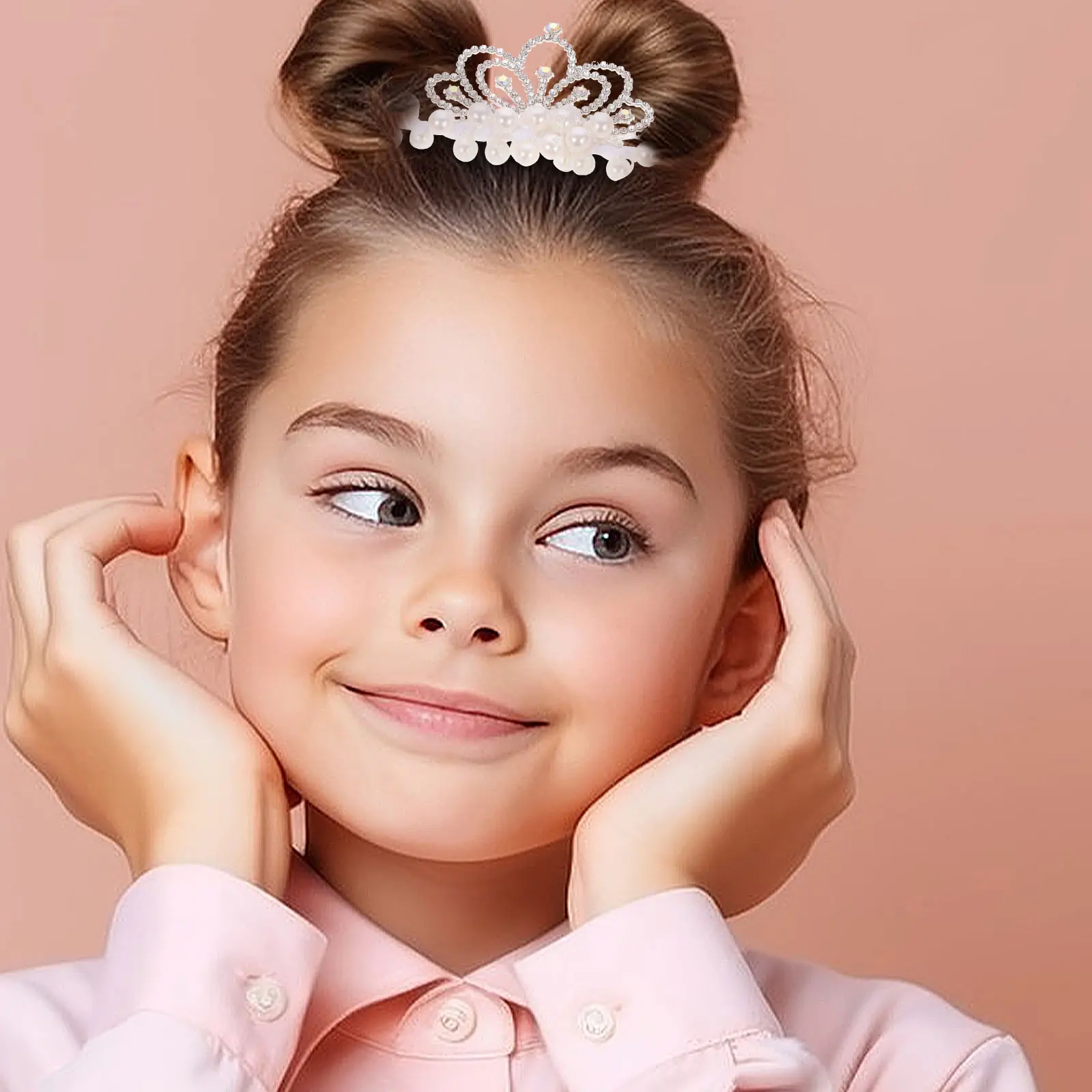 

3 Pcs Children Crown Hair Ties Pearl Elastic for Girls Birthday Party Wedding Adjustable Fit Star Style
