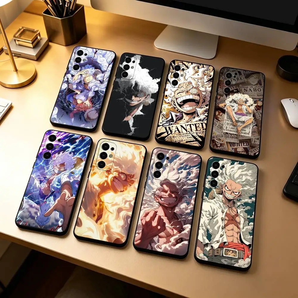 

O-neP-piece L-Luffy Gear 5 Anime Phone Case Black Silicone Soft For Samsung S25,S24,S21,S22,S23,S30,Ultra,S20,Plus,Fe,Lite