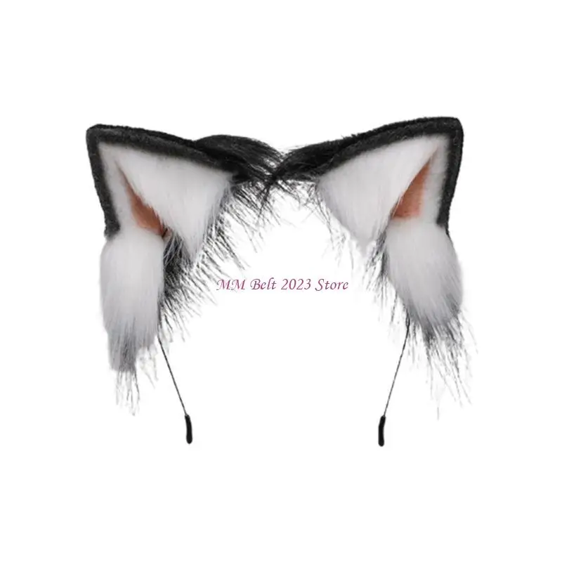 

49ME Лолита, пушистый головной убор, комплект с кошачьими ушками и хвостом, костюм для косплея, аксессуар для волос