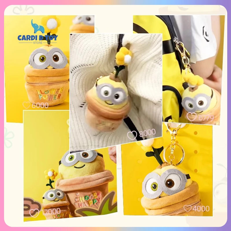 Minions Bob Kevin Keychain Cute Anime Figure Plush Pendant Bag Decorations Hang Ornaments Kawaii Birthday Gift For Girls