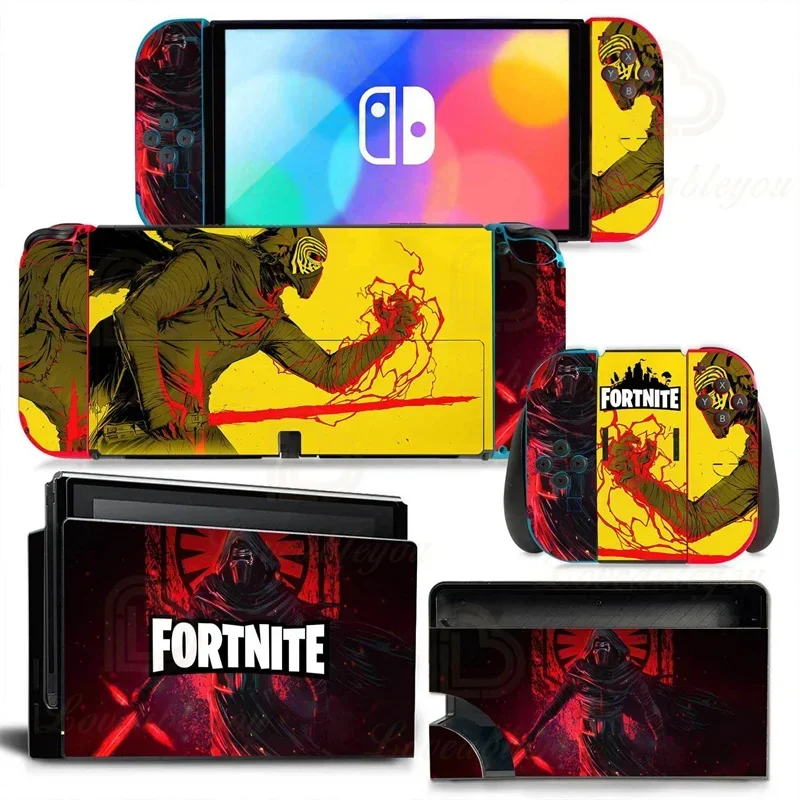 Para SONY Switch OLED Peely Fortnite Battle Color de cuerpo completo controlador de piel calcomanías consola de juegos pegatinas para Switch Oled Peely
