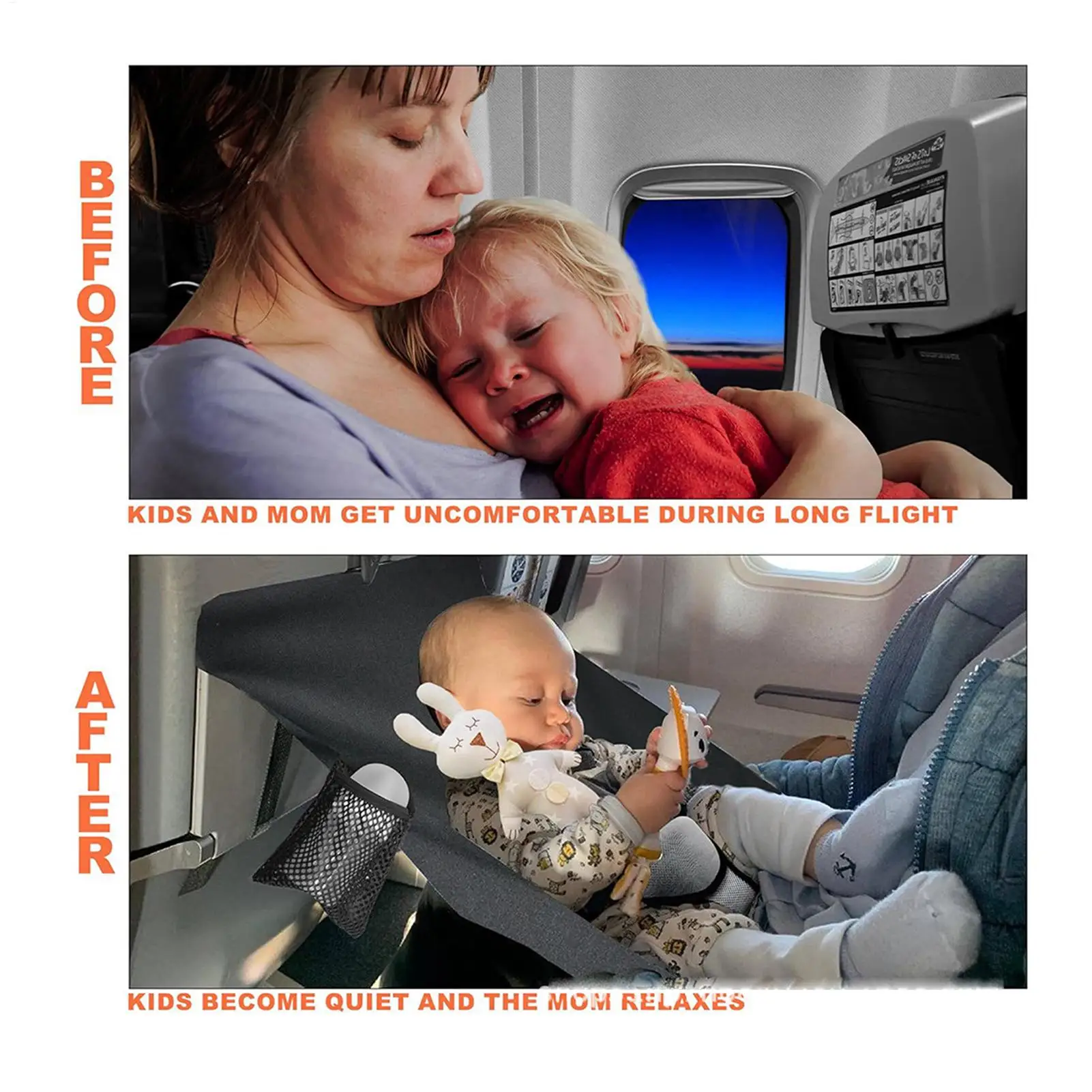Airplane Bed For Baby Portable Plane Seat Foot Rest Extender Breathable Comfort Breathable Travel Foot Rest Hammock view 2