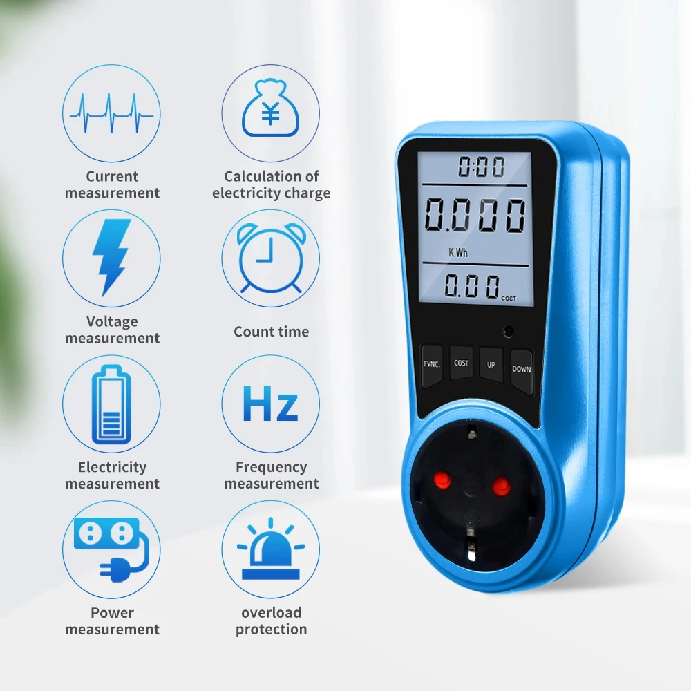 Digital Wattmeter 220V 110V AC Power Meter Electricy Consumption Energy Meter Power Kilowatt Wattage Electricity Meter EU Plug