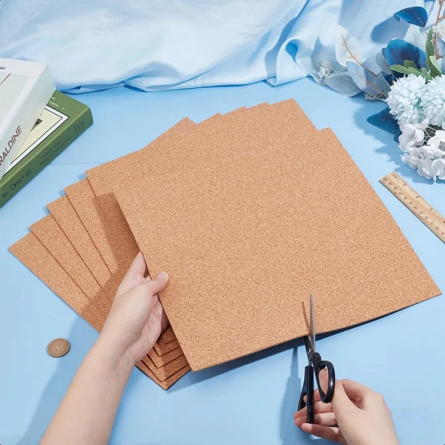 10 PCS Cork Board and Coasters 12x12 Inch Square 2mm Thick Sand Brown Cork Insulated for Wall Decorations and DIY Crafts