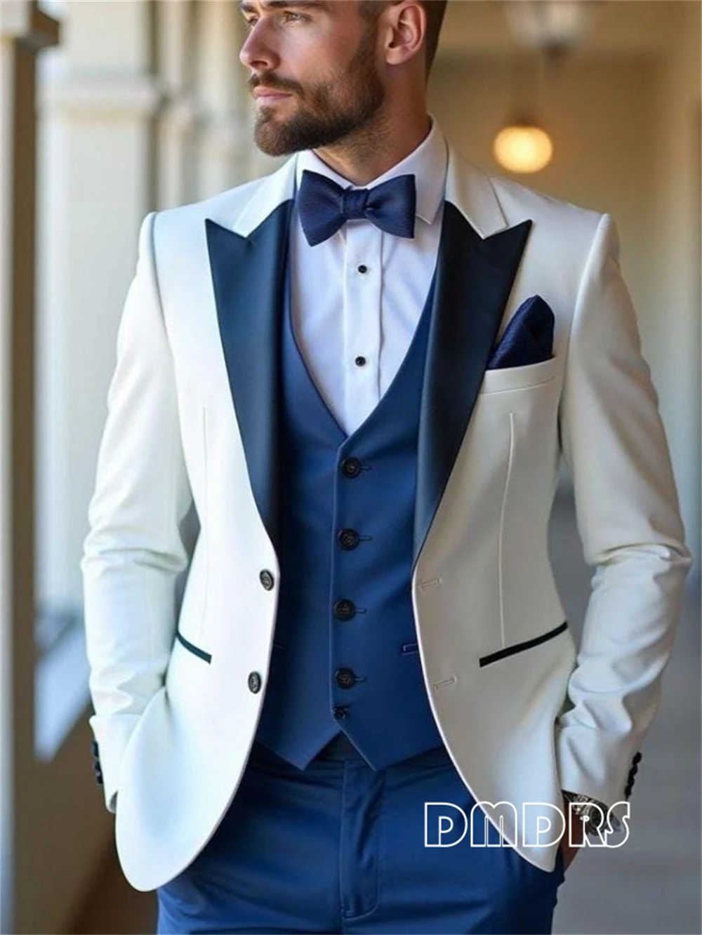 

Timeless 3-Piece Suit Set for Men, Mediterranean Color Scheme US0-US24 Plus Size Wedding Suit for Groom Best Man