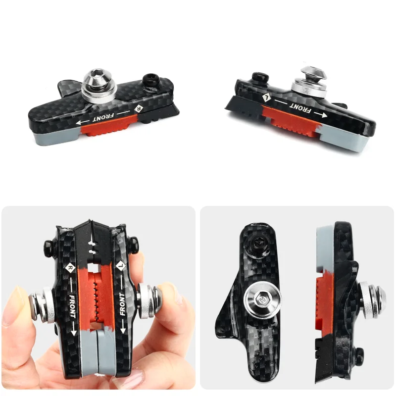 RIDERACE Bicycle Brake pads For Rim C Brake CNC Bike Braking V-Brake Holder Shoes Rubber Block Durable Road Cycling Accessories