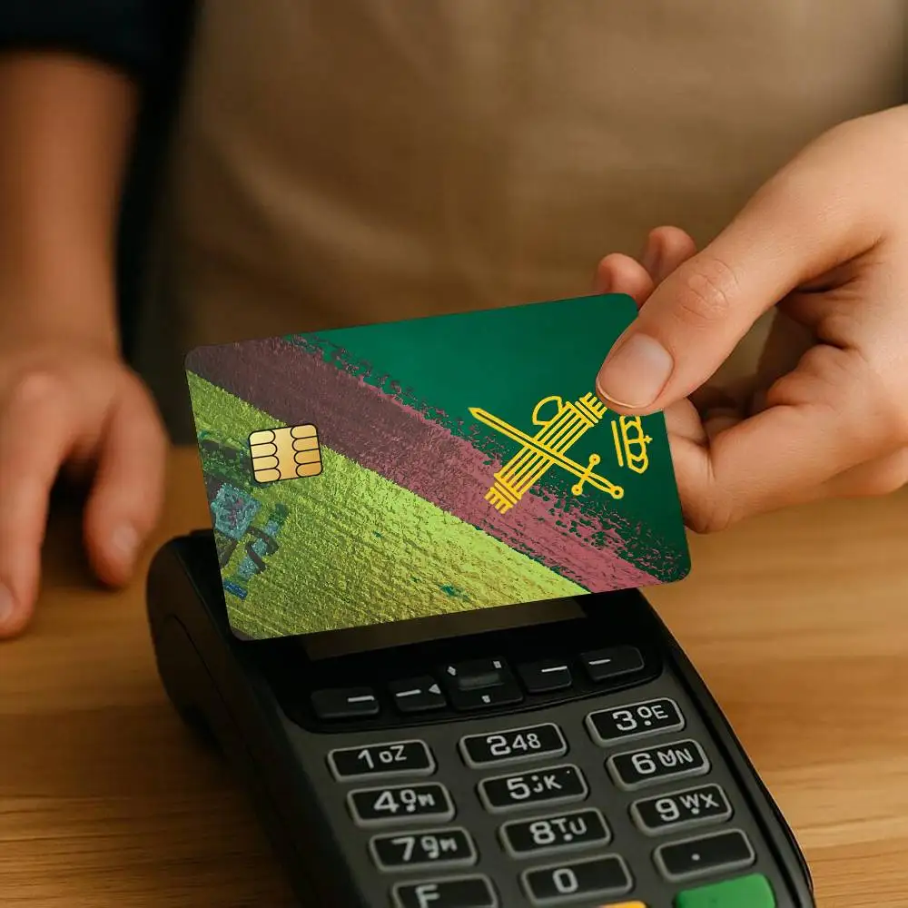 S-Spanish C-Civil G-Guard Cool Credit Card Stickers Skin For Bank Bus Metro 4PCS Cover Film Gift